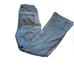 WRANGLER Acid Wash Distressed Mid Rise Straight Leg Denim Jean 5
